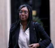 Kemi Badenoch in black coat leaving Downing Street