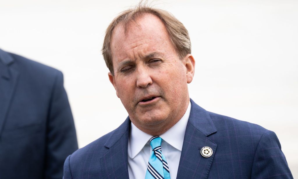 Ken Paxton speaking during an address outside of US Congress.