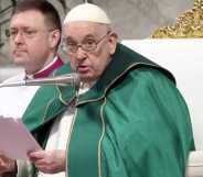 Pope Francis addressing a crowd with the word of God