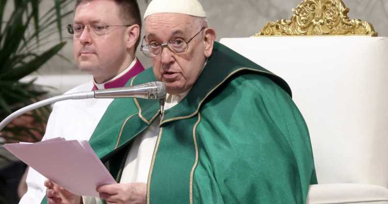 Pope Francis addressing a crowd with the word of God