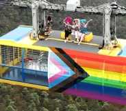 Sydney WorldPride's Rainbow City project has seen a cable car adorned with the Progress Pride flag