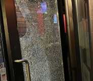 A photo from Chicago's R Public House shows the front door that was shattered during an alleged homophobic incident