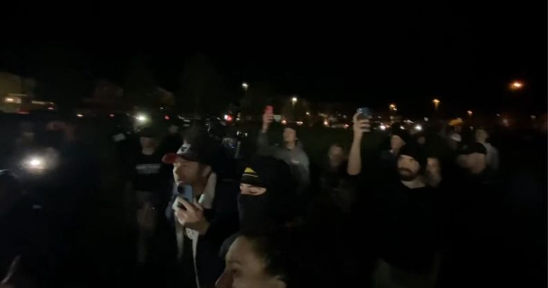 Protestors clash outside the YMCA in Santee.