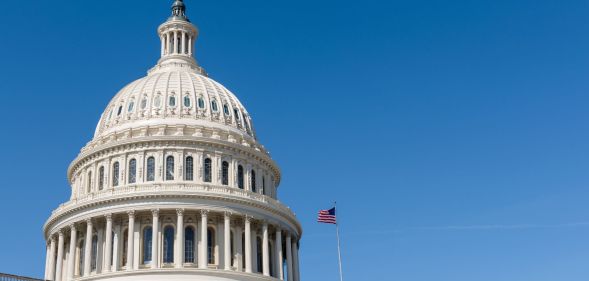 A picture of the US Senate building on a clear sky day.