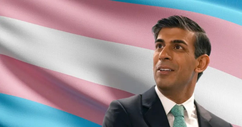 Rishi Sunak Transgender flag background