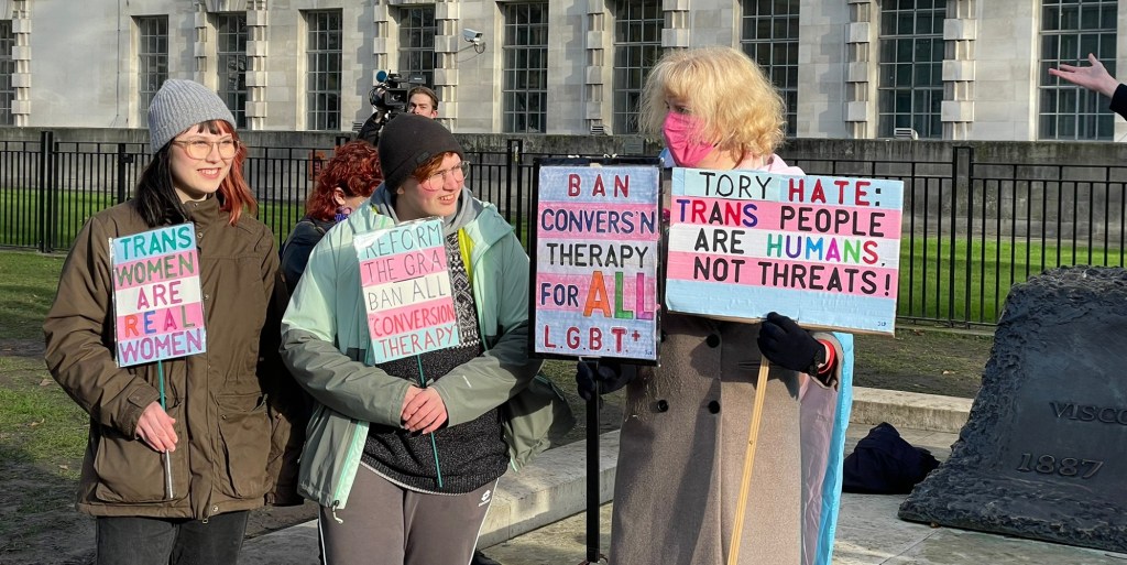 LGBTQ+ protesters at Downing Street