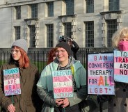 LGBTQ+ protesters at Downing Street