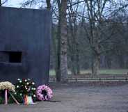 Wreaths laid in front of the Memorial to Homosexuals