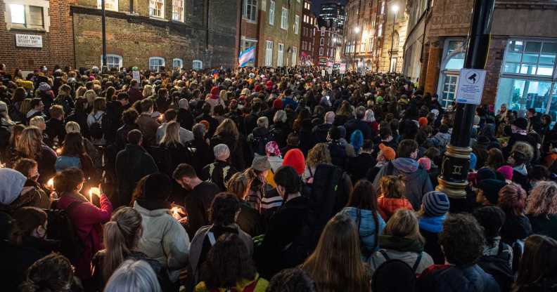 People gathered at a vigil for Brianna Ghey