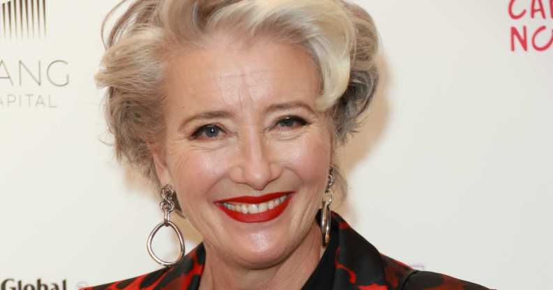 Emma Thompson wearing red lipstick