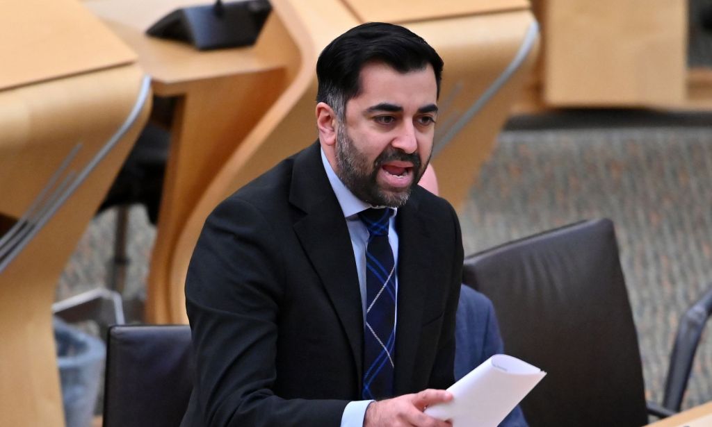 Humza Yousaf speaks in Hollyrood.