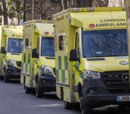 Several ambulances driving through London.