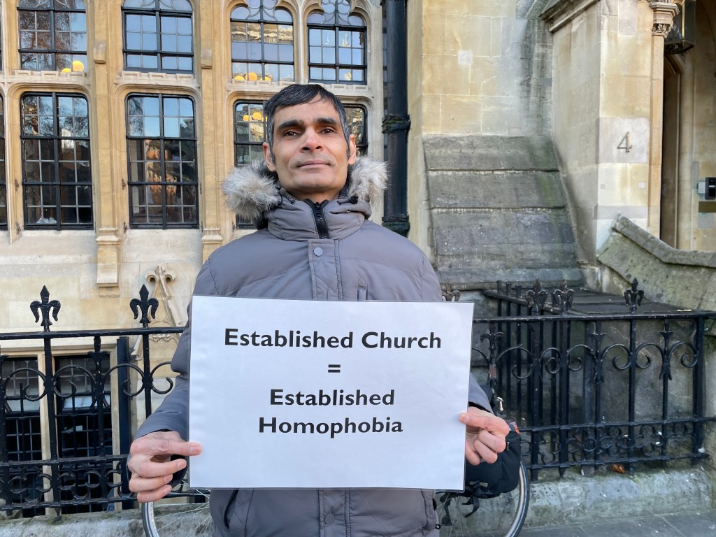 Imran Ulhaq at the C of E same-sex protest