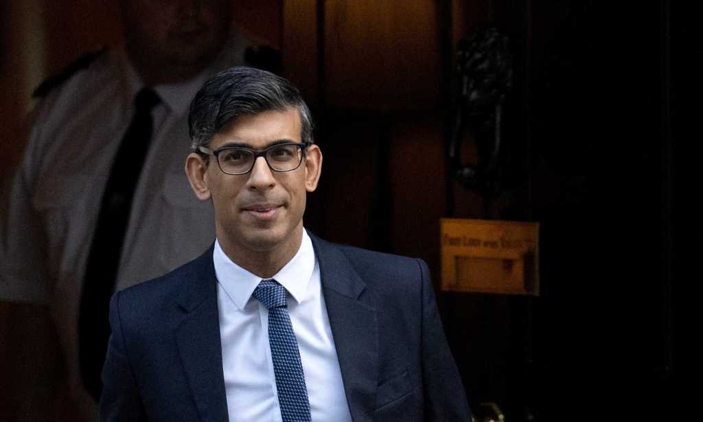 A photo of prime minister Rishi Sunak leaving 10 Downing Street