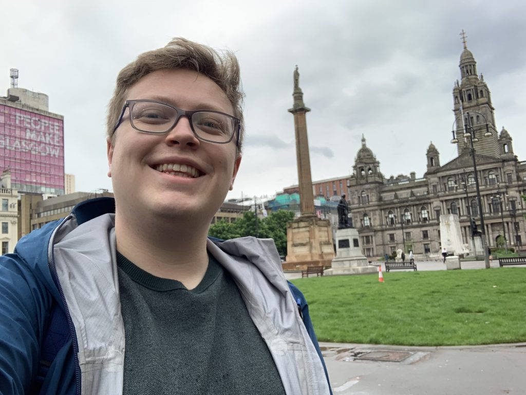 Blair Anderson, a gay conversion therapy survivor, pictured outdoors in a selfie.