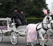 White horses bring Brianna Ghey's pink coffin to her funeral