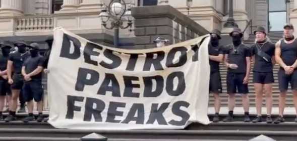 Neo-Nazis at a Let Women Speak anti-trans rally in Victoria, Australia