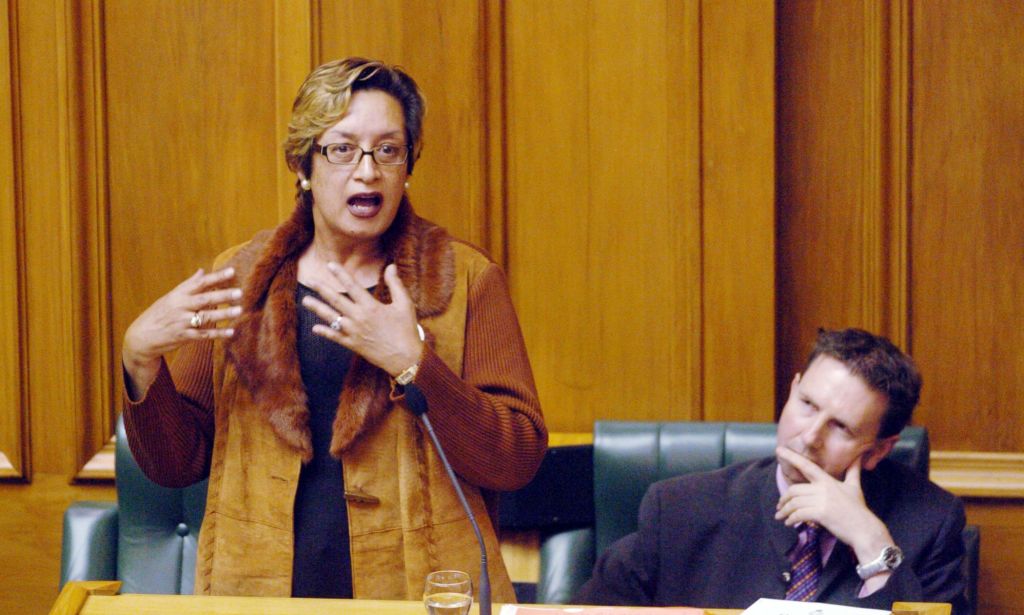 Georgina Beyers speaking during an event.