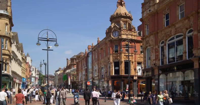 A pedestrian street in Briggate, Leeds