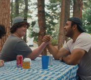 Jamie (L) and Dan (R) arm wrestling in coming of age film Big boys.