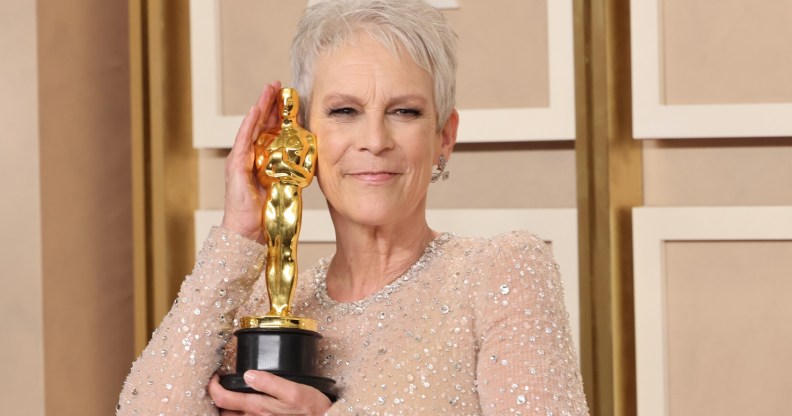 Jamie Lee Curtis with her Oscar.