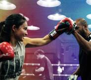 A picture of two boxers in the ring at Knockout Boxing Club.