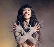 Swedish singer Loreen (Lorine Talhaoui) performs singing her song "Tattoo" during the Melodifestivalen song contest at Friends Arena in Stockholm, Sweden, on March 11, 2023. - Loreen won Melodifestivalen and will represent Sweden in the Eurovision Song Contest in Liverpool in May 2023.