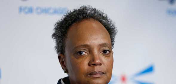 xCHICAGO, IL - FEBRUARY 28: Chicago Mayor Lori Lightfoot speaks at an election night rally at Mid-America Carpenters Regional Council on February 28, 2023 in Chicago, Illinois. Lightfoot lost in her bid for a second term, trailing former public schools executive Paul Vallas and Brandon Johnson, a county board commissioner, both of whom advance to a runoff election on April 4. (Photo by Kamil Krzaczynski/Getty Images)