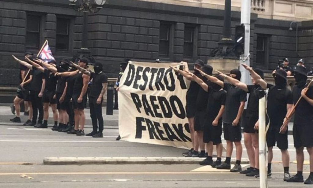 Nazis doing the nazi salute in Melbourne, Australia.