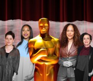 From Left to Right. Charlotte Wells, Chinonye Chukwu, the Oscars statuette, Gina Prince-Bythewood and Maria Schrader.