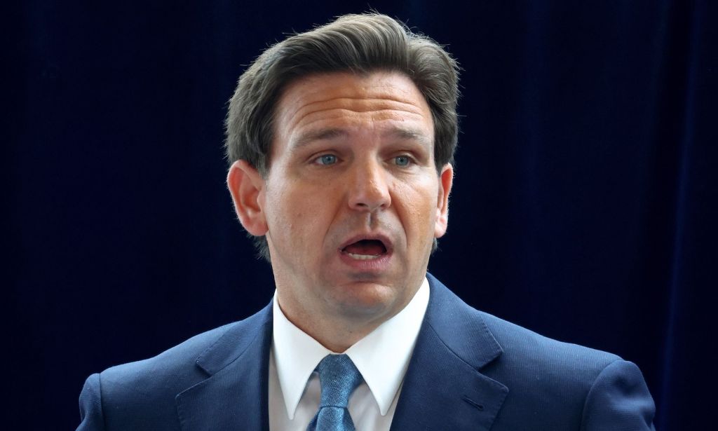 Ron DeSantis speaks during an event.