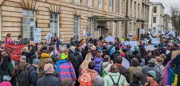 Counter protesters outside Sandyford Clinic in Glasgow