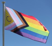 Progress Pride flag with intersex and trans symbols