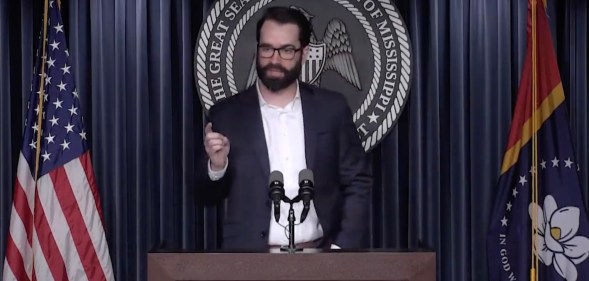 Transphobic commentator Matt Walsh gives speech at Mississippi Republican signing of trans healthcare ban