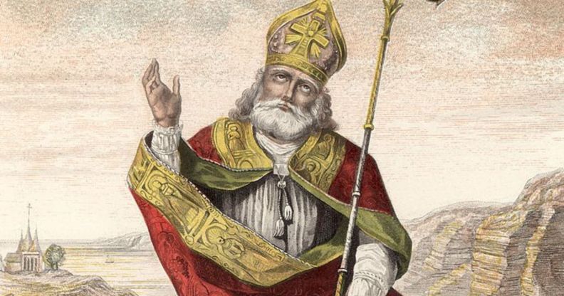 An illustrated drawing of St Patrick.