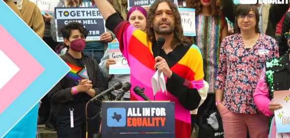 Jonathan Van Ness at the Texas Capitol rally.