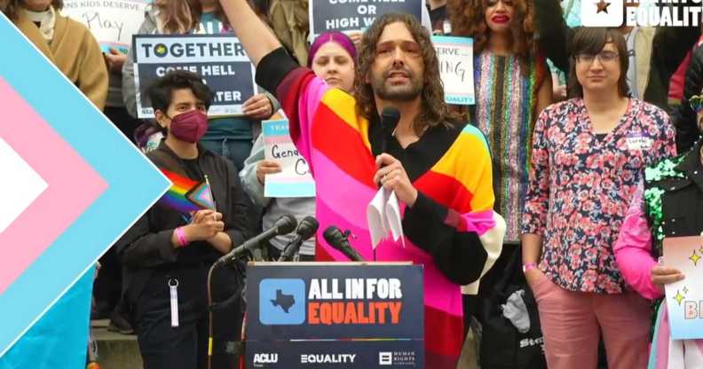 Jonathan Van Ness at the Texas Capitol rally.