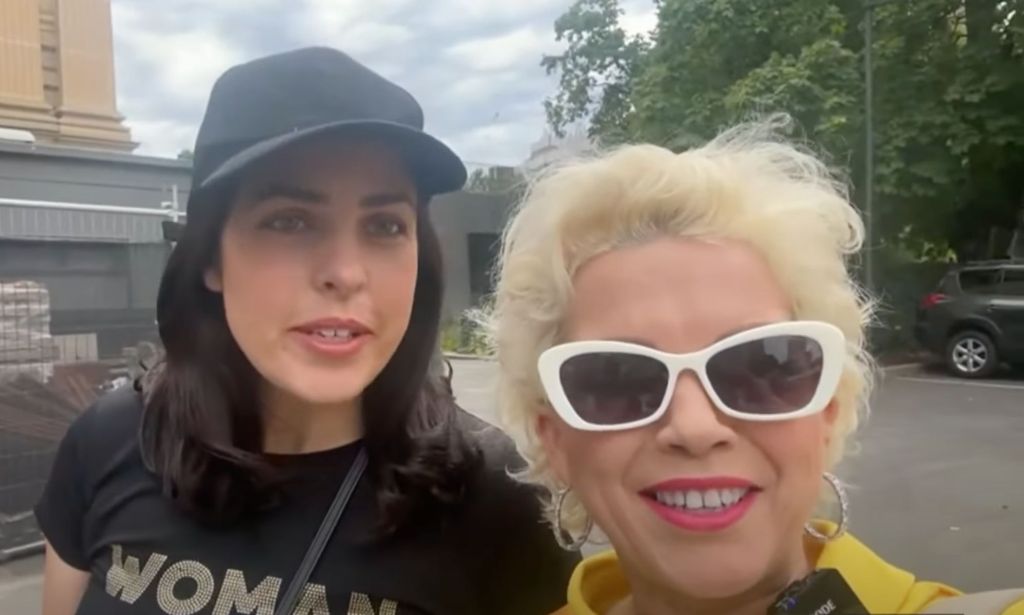 Australian MP Moira Deeming wears black as she stands next to British anti-trans activist Kellie-Jay Keen-Minshull, also known as Posie Parker