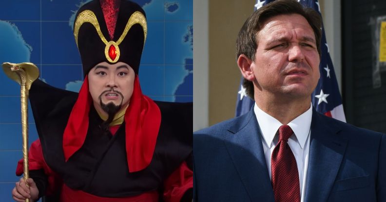 Ron DeSantis and Bowen Yang as Aladdin's Jafar.