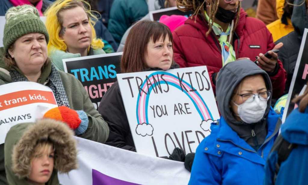 Protesters stand against anti-trans bills in USA