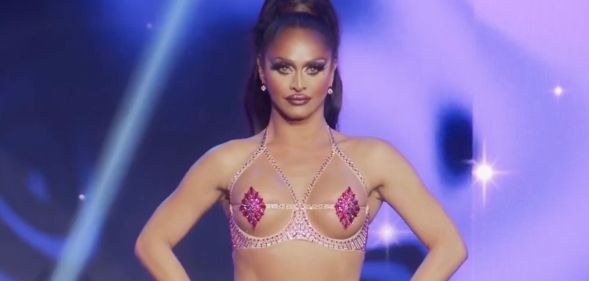 Sasha Colby waits to hear if she has won RuPaul's Drag Race season 15.