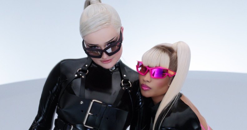 Kim Petras (left) and Nicki Minaj in a still from the 'Alone' Official Music Video