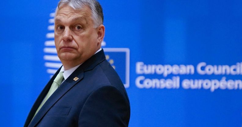 Viktor Orbán at an EU council meeting.