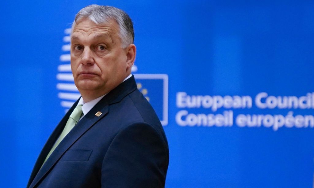 Viktor Orbán at an EU council meeting.