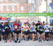 Hundreds of people at the start line of Dublin Marathon