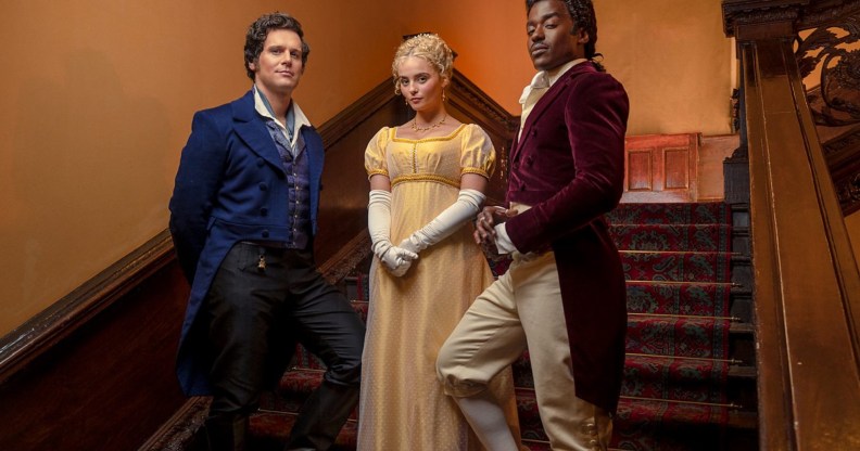 Jonathan Groff (L), Millie Gibson and Ncuti Gatwa (R) in Doctor Who.