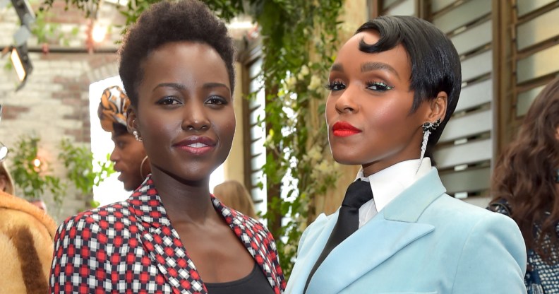 Lupita Nyong'o (L) and Janelle Monáe (R) pictured together. (Getty)