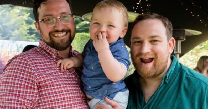 Paul Morgan-Bentley (L) and Robin Morgan-Bentley with their son Solly.