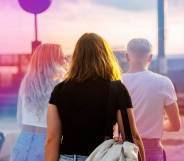 Teenagers and trans flag coloiurs