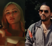 Lily Rose Depp and The Weeknd in stills from The Idol trailer.